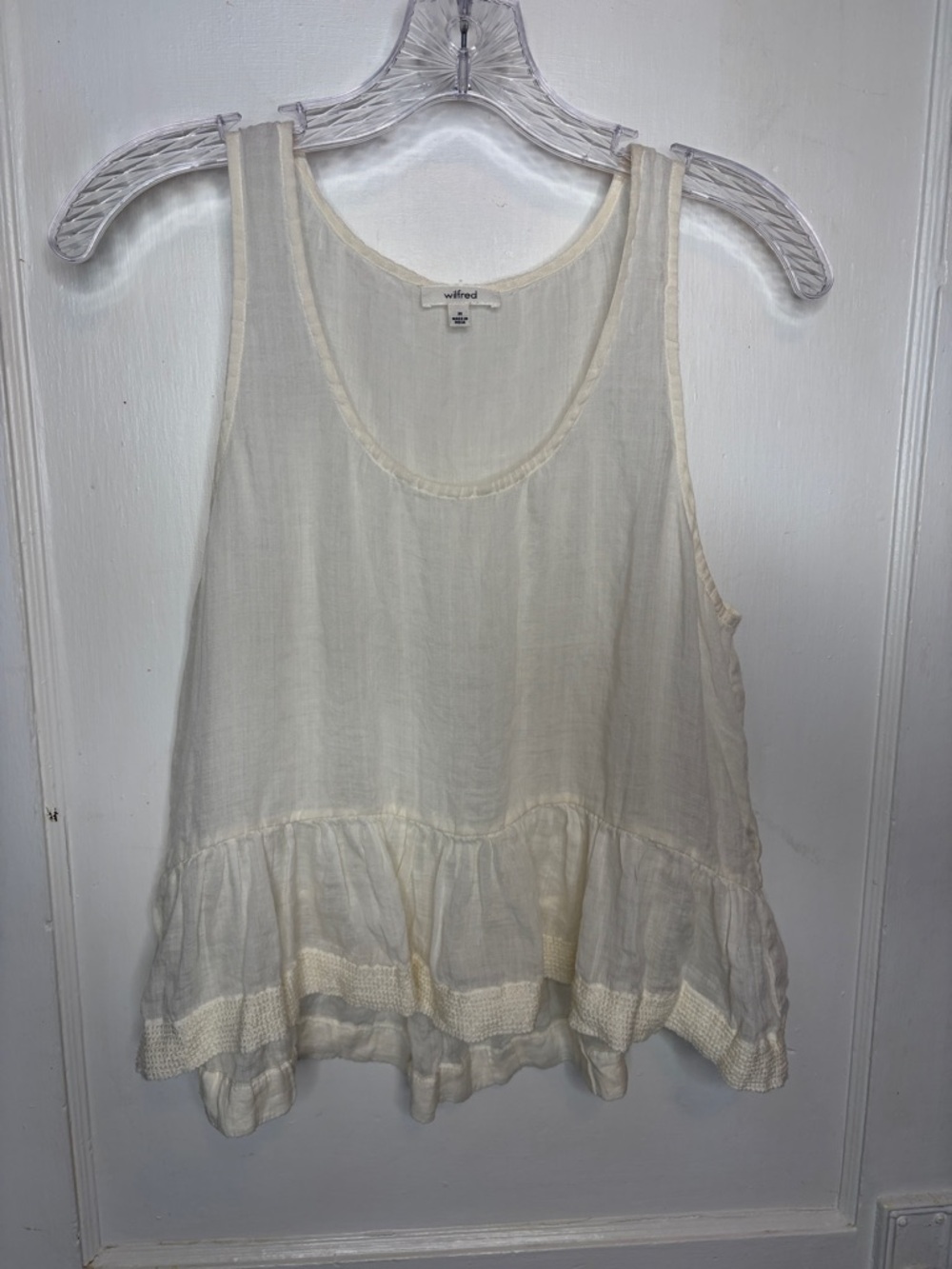 Wilfred Aritzia Tank Top Off White Sleeveless Boho Lightweight Airy Sz M